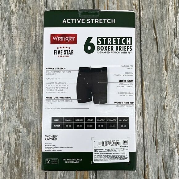 Men’s Wrangler Active Stretch Boxer Brief Underwear 6-Pack Size L - Picture 2 of 11
